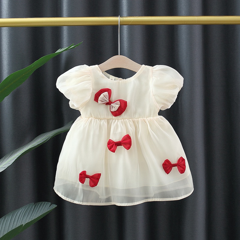 Đầm Công Chúa Tay Phồng Màu Đỏ Trơn Phong Cách Hàn Quốc Thời Trang Mùa Hè Hàng Mới Dành Cho Bé Gái 0-3 Tuổi