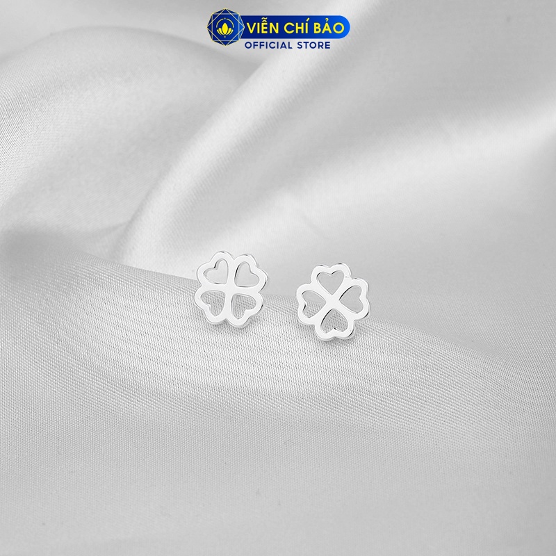 Bông tai bạc nữ cỏ bốn lá may mắn chất liệu bạc 925 thời trang phụ kiện trang sức nữ thương hiệu Viễn Chí Bảo E011