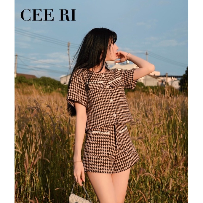 CEE RI - Set tweed cao cấp áo và quần đùi lưng cao ( Ảnh Thật - Chính Chủ )