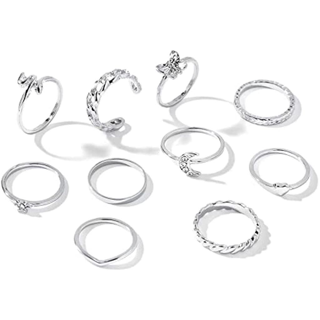 Set 10 Nhẫn Đeo Khớp Ngón Tay Phong Cách Vintage Thời Trang Cho Nữ