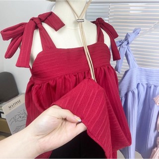 Áo kiểu babydoll 2 dây cột nơ [ảnhthậtshopchụp]