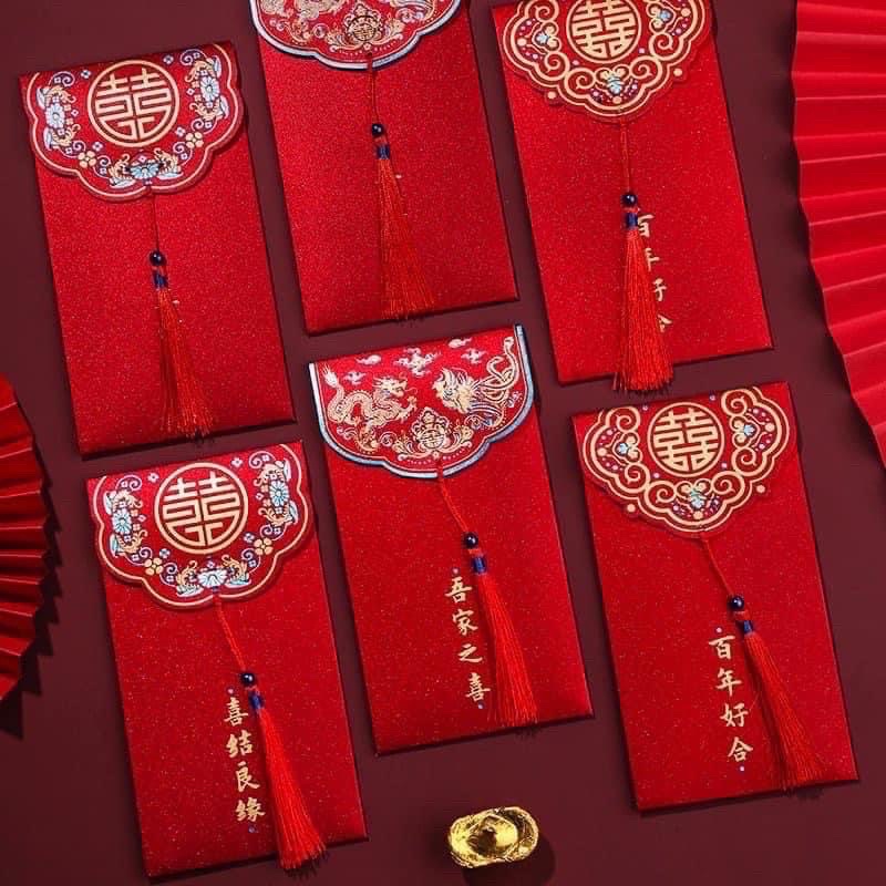 BAO LÌ XÌ HẠNH PHÚC ĐỎ MAY MẮN ĐÁM CƯỚI VÀ TẾT