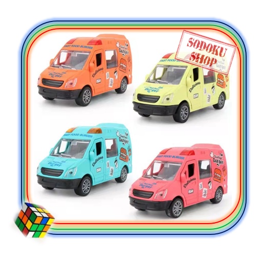 Đồ Chơi Vận Động Giáo Dục Mini City, Mô Hình Xe Giao Hàng Hamberger Có Thể Mở Cửa Size 12cm 02181