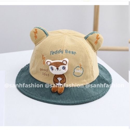 [Bé 6tháng-4tuổi] MŨ VÀNH TEDDYBEAR VÁ 2 MÀU CHO BÉ TRAI,GÁI_sanhfashion