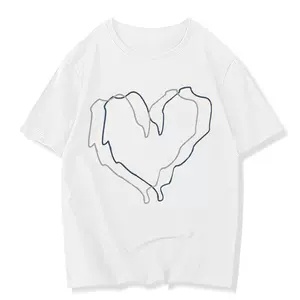 Áo Thun Tay Ngắn Dáng Rộng In Hình Trái Tim Phong Cách Hàn Quốc Thời Trang Cho Nữ