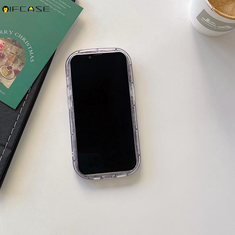 Ốp Điện Thoại Họa Tiết Kẻ Sọc / Hình Thoi Tím Trong Suốt Chống Sốc Cho iPhone 14 Plus 14 13 12 11 Pro Max