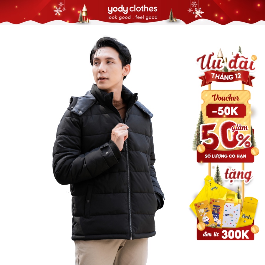 Áo phao nam 3 lớp YODY dòng VIP có nón siêu ấm dáng ngắn trẻ trung PVM5003