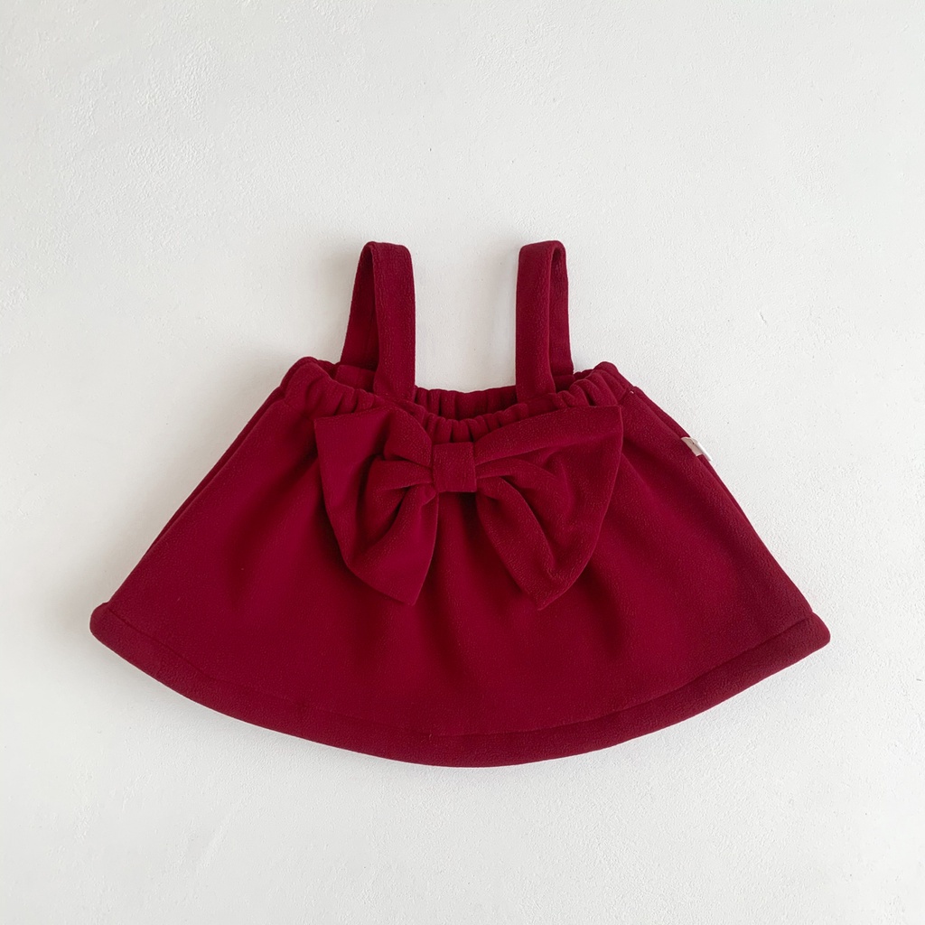 Đầm Búp Bê Vải Lông Cừu Dày Đính Nơ Thời Trang Thu Đông Cho Bé Gái