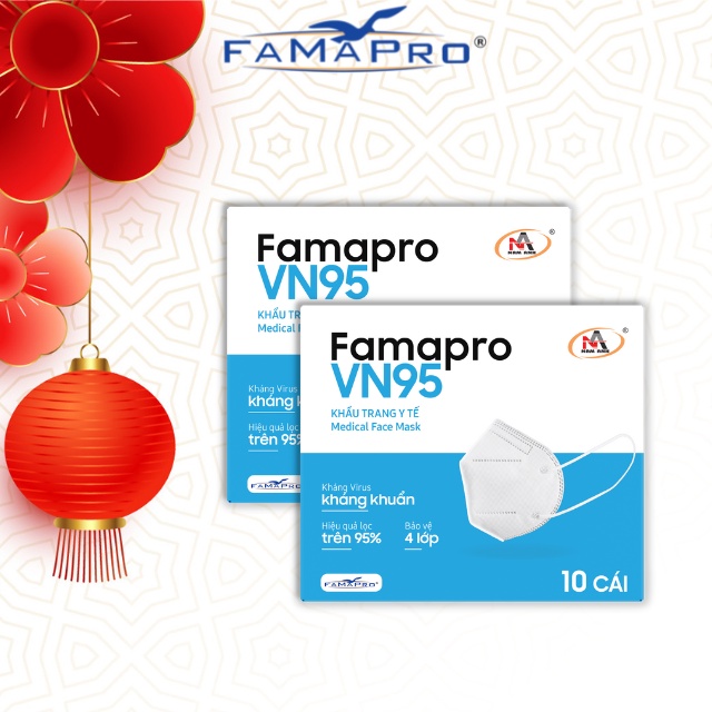 Hộp10 cái màu trắng combo 2 hộp khẩu trang y tế kháng khuẩn 4 lớp famapro - ảnh sản phẩm 2