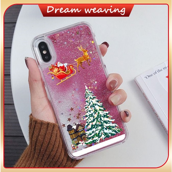 🧧🧧 （Giáng sinh）Ốp lưng điện thoại Merry Christmas cho iPhone 12 11 Pro Max 12 Mini XR XS Max X 7 8 Plus SE 2020 Ốp lưng điện thoại ốp lưng Dynamic Quicksand Glitter Santa quà tặng giáng sinh