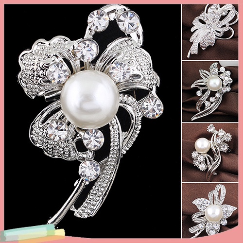 Trâm Cài Áo Hình Bông Hoa Đính Ngọc Trai Xinh Xắn Cho Nữ