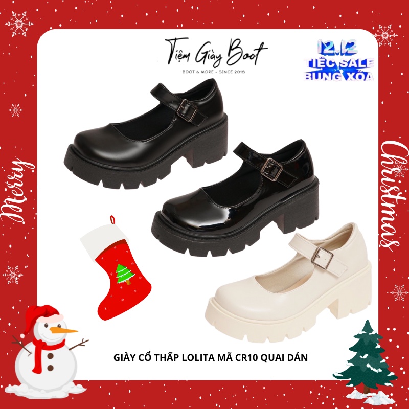 Giày Cổ Thấp Lolita Đế Cao Mã CR10 Quai Dán Full Box, Giày nữ lolita siêu dễ thương - Tiệm Giày Boot