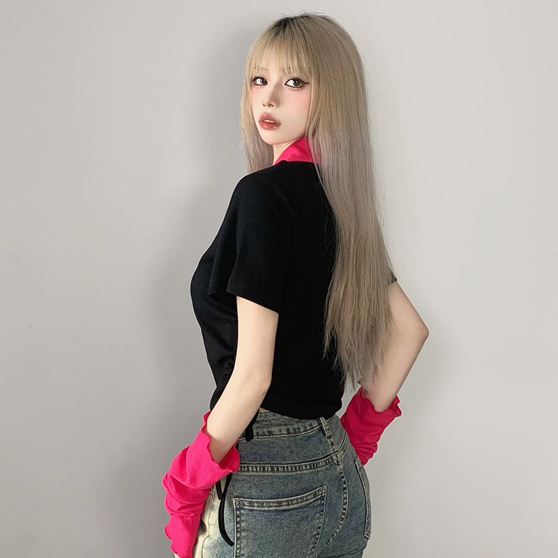 Áo polo Ngắn Tay Ôm Dáng Phối Dây Rút Thời Trang Hàn Quốc Cho Nữ