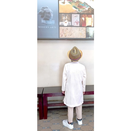 Áo dài bé trai cách tân màu Trắng thêu Xích Lô