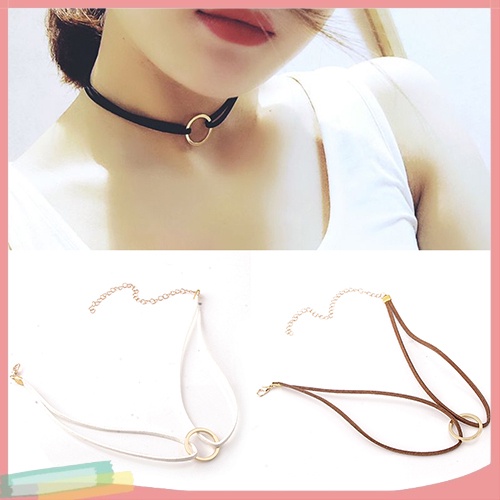 Vòng Cổ Choker Giả Da Lộn Trang Trí Vòng Khuyên Thời Trang Cho Nữ