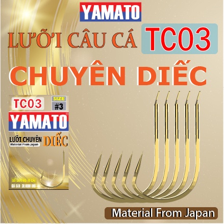 Lưỡi câu cá Diếc, lưỡi Yamato TC03 chuyên câu cá Diếc, lưỡi sắc bén, không ngạnh, gói 10 lưỡi