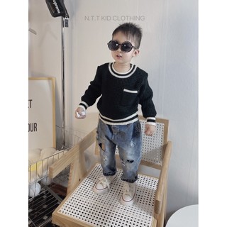 A608- ÁO LEN CỔ TRÒN PHA VIỀN