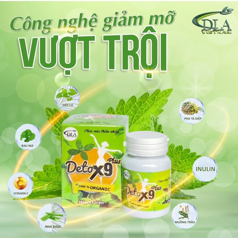 Detox X9 Giảm Mỡ Bụng, Hàng Chính Hãng Hộp 55 Viên