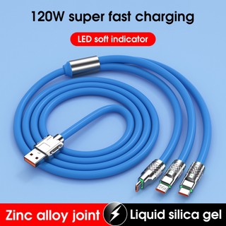 Cáp Sạc Siêu Nhanh 120w 6a 3 Trong 1 Typec Ios Micro Usb Quick Charge Data Cable CUD01
