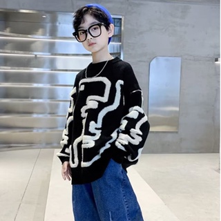 Áo sweater dệt kim dáng rộng thoải mái thời trang cho bé trai 3-15 tuổi 110 - ảnh sản phẩm 4