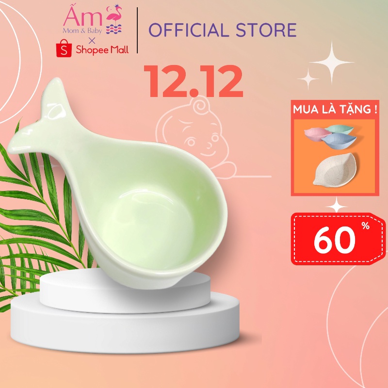 Bát Ăn Dặm Cho Bé Bằng Sứ Có Tay Cầm Hình Đuôi Cá Ngộ Nghĩnh Ấm Gift Decor An Toàn Và Chịu Được Nhiệt Độ Cao
