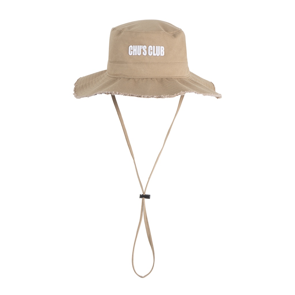 TATICHU - Nón tai bèo kaki có dây rút thêu chữ - Chu's Club Khaki Bucket