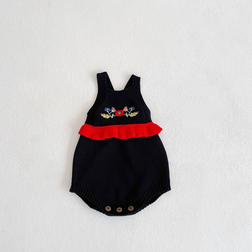 Bộ Áo Liền Quần Tay Phồng Thêu Họa Tiết Thời Trang Thu Đông 2023 Cho Bé Gái