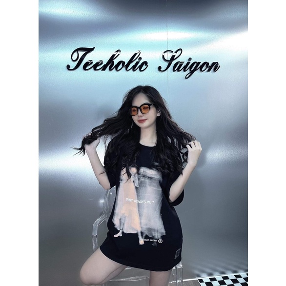 Áo thun unisex nam nữ form rộng in hình cô gái ảo ảnh cam màu đen TeeHolic THS local brand