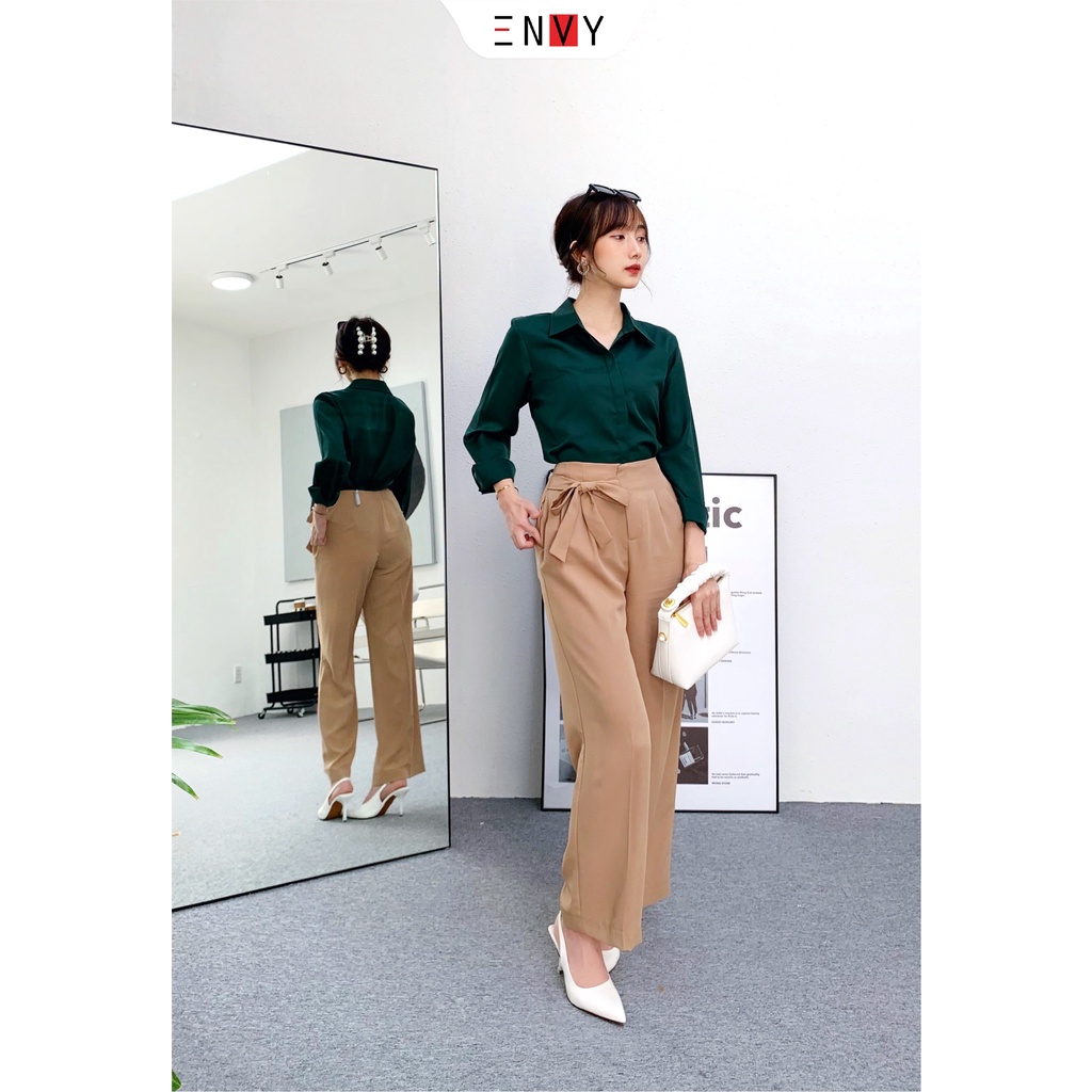 Quần ống rộng lưng cao thắt nơ ENVY QK21