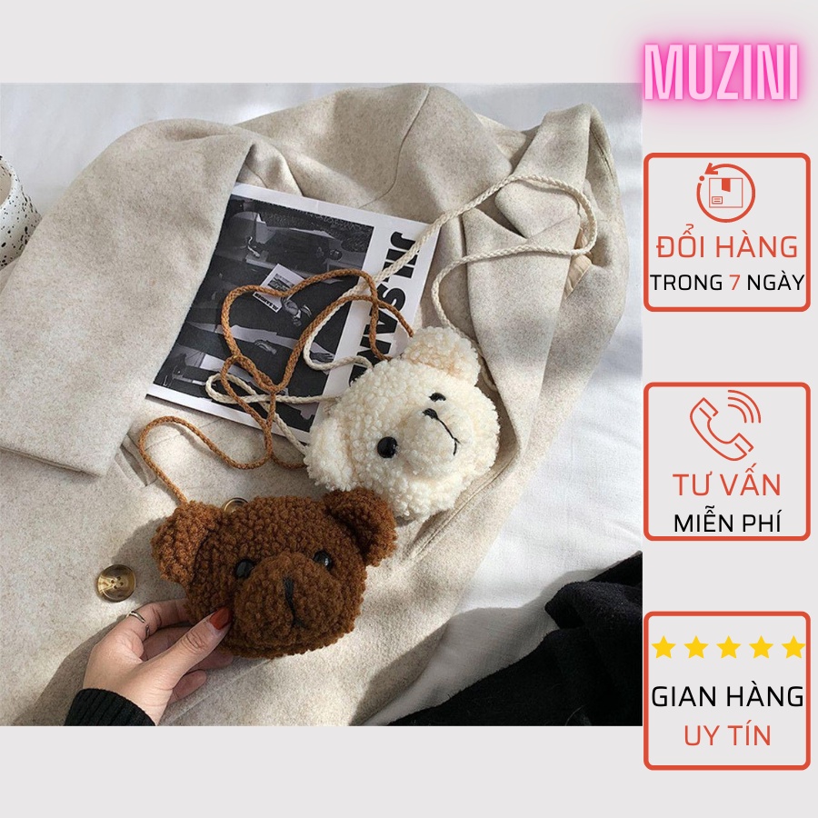 Túi đeo chéo hình gấu bông hoạt hình đáng yêu thời trang dành cho nữ dễ thương Muzini TC02