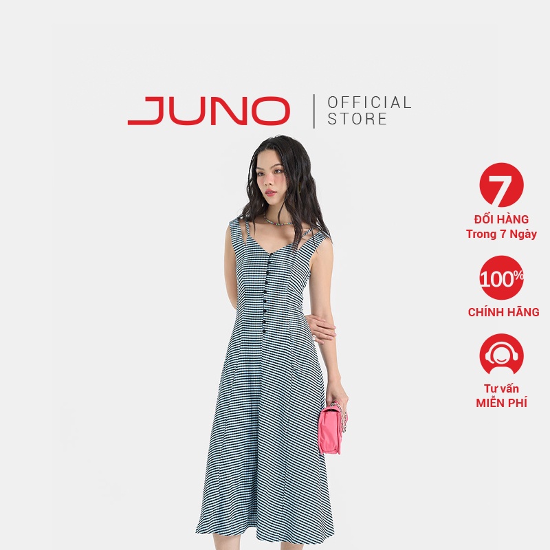 Đầm Midi Nữ Thời Trang JUNO 2 Dây Cut Out JNDLU043