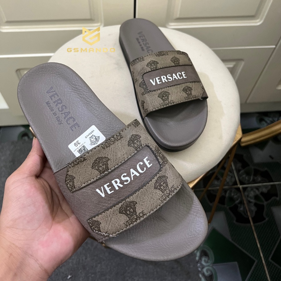 Dép Nam VERSACE Quai Da Bò Cao Cấp Chống Nước