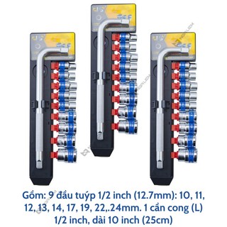 Bộ đầu tuýp Cần L 10 món LS+