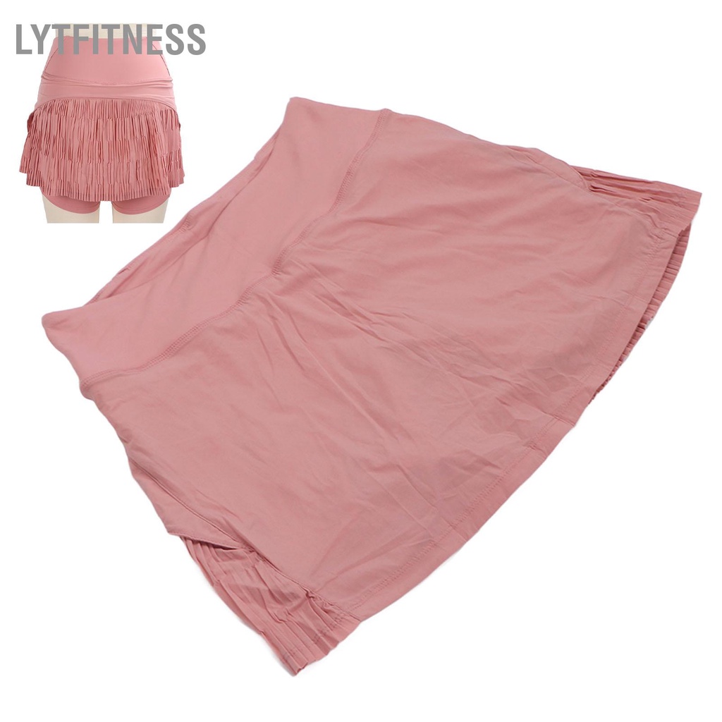 LYTFitness Phụ nữ Quần vợt đùi Rộng Thắt lưng Nhanh chóng Sấy khô Tập thể dục Váy Thể thao Màu hồng