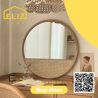 gương decor mây viền gỗ , treo tường ,vintage ( có ảnh thật ở cuối)