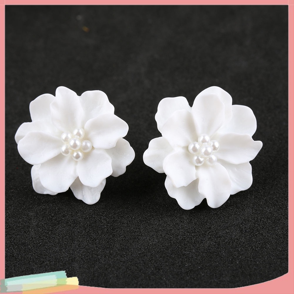 Đôi Khuyên Tai HìNh Hoa ĐíNh HạT NgọC Trai Giả ThờI Trang Cho Nữ