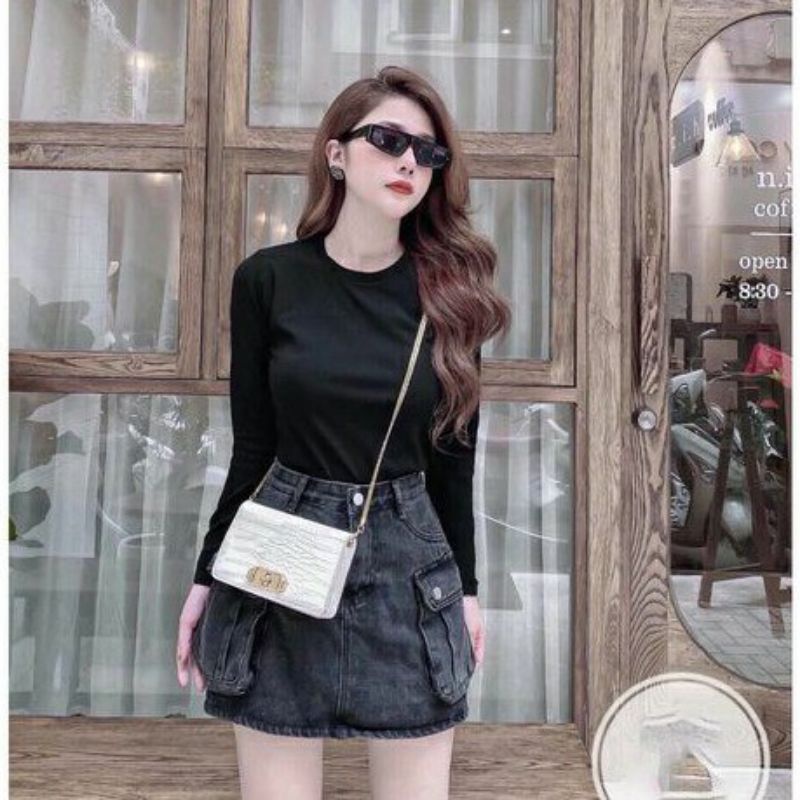 Áo Thun Trơn Dáng Ôm Body Dài Tay Korea Nữ