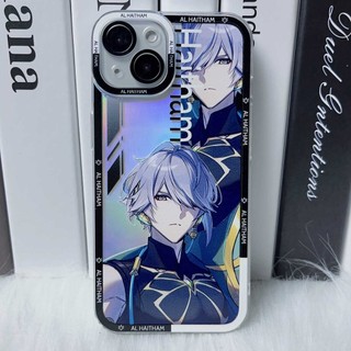 Genshin impact Alhaitham Ốp Điện Thoại Trong Suốt Màu Laser In Chữ Độc Đáo Thời Trang Cho iPhone 14 13 12 11 pro promax x xs xsmax xr 7 8 plus