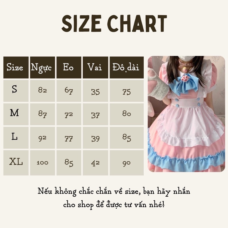 [Full size giao ngay] Maid ngắn cosplay mèo hồng cute đáng yêu dễ thương bộ 5 món | BigBuy360 - bigbuy360.vn