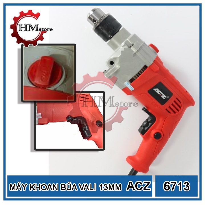 Máy khoan tường điện 13mm ACZ 6713, công suất 850w, có vali phụ kiện - Máy khoan điện, máy khoan cầm tay