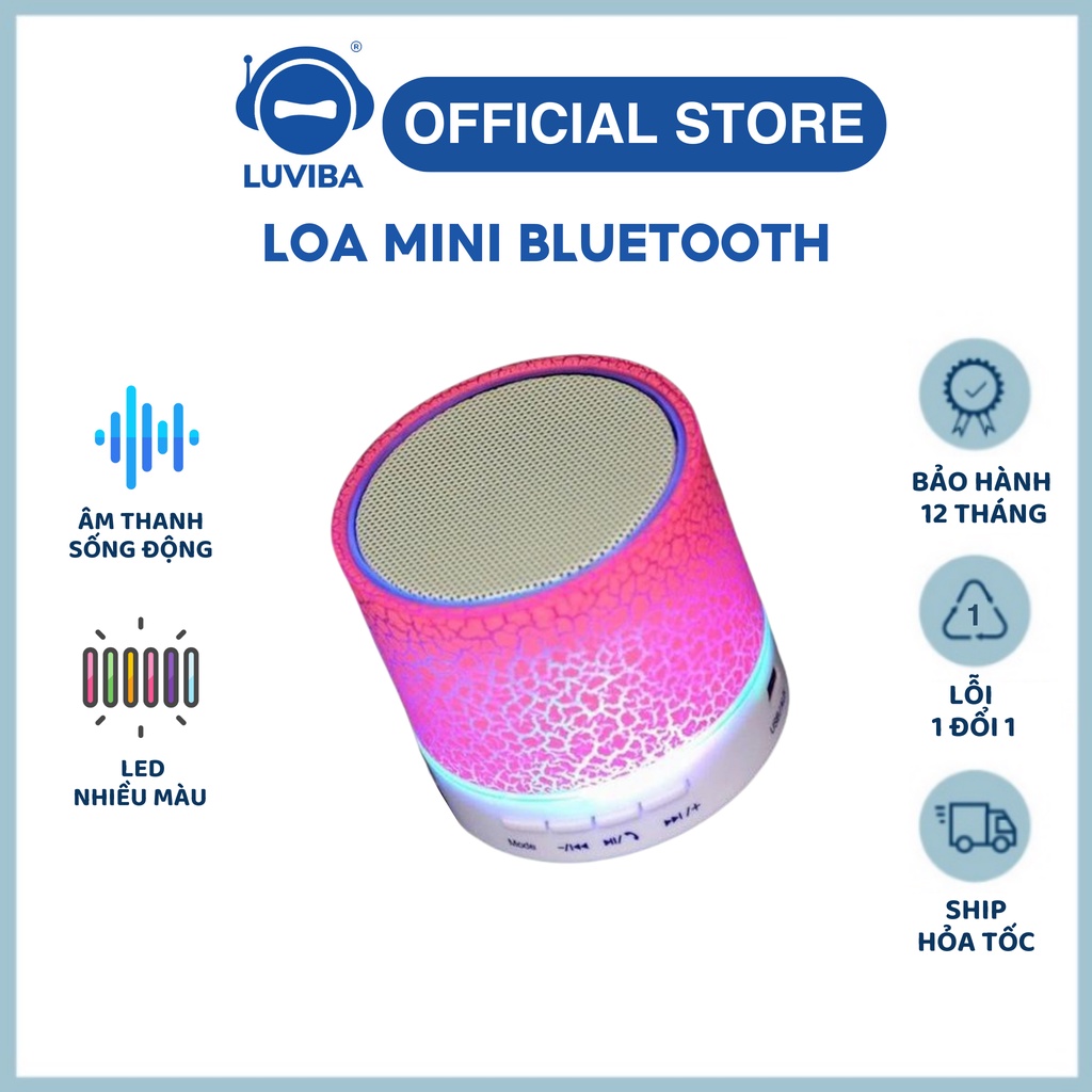 Loa Bluetooth mini pro LUVIBA LED RGB âm thanh trong trẻo tiện lợi mang đi mọi lúc mọi nơi