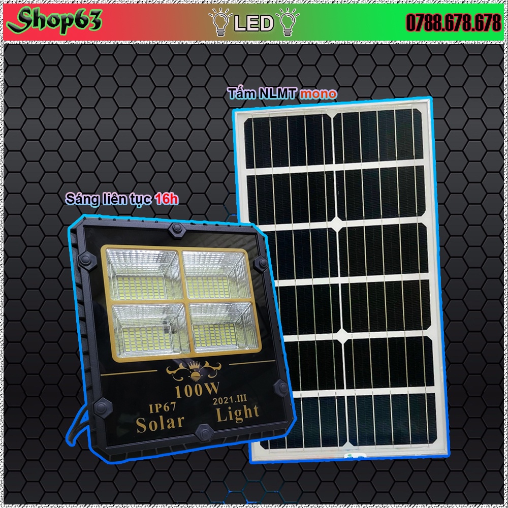Đèn pha LED 100W năng lượng mặt trời - hàng cao cấp 4 khoang siêu sáng (sáng trên 16 giờ liên tục)