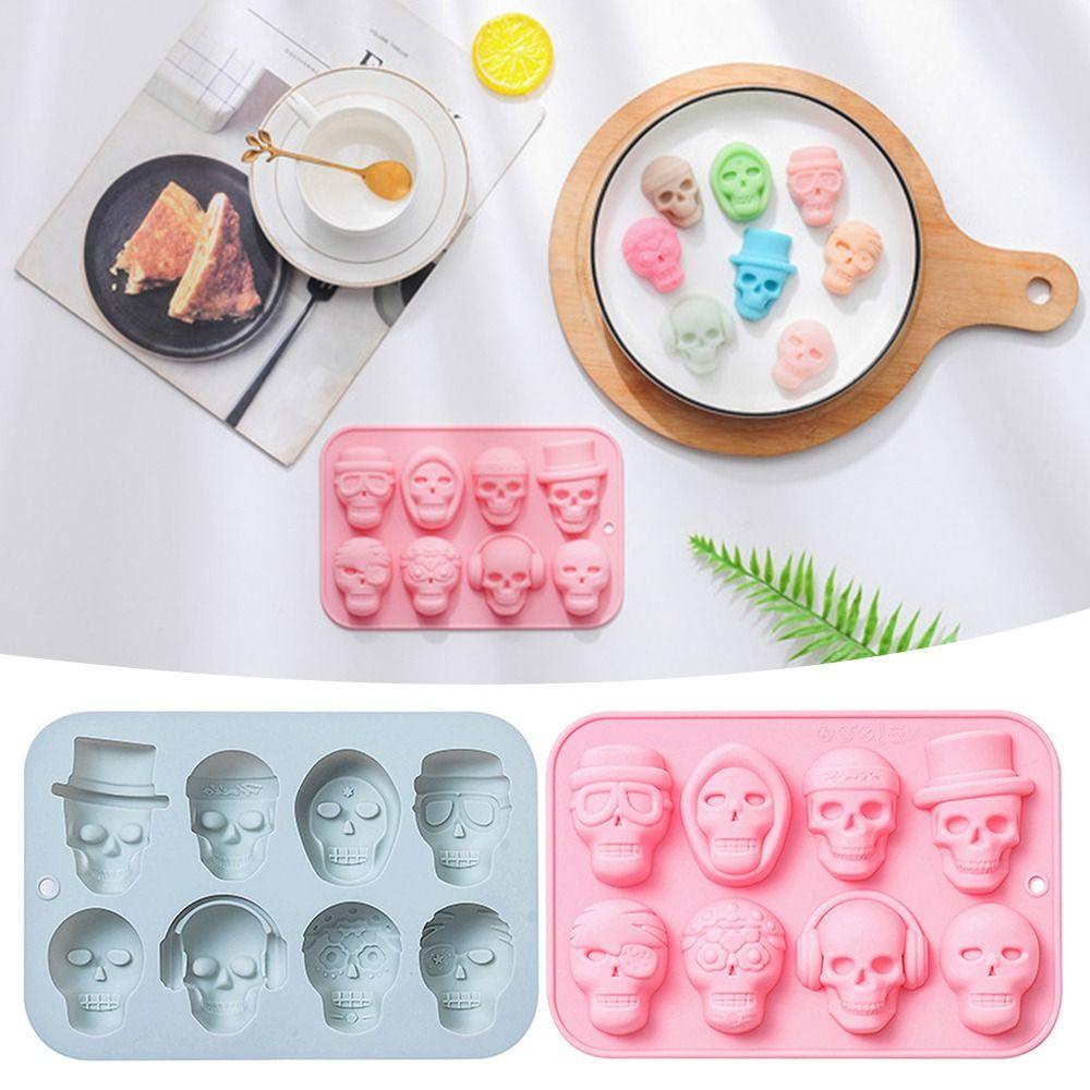 CONOPERY Khuôn Silicone Làm Bánh 8 Ngăn Hình Đầu Lâu Độc Đáo