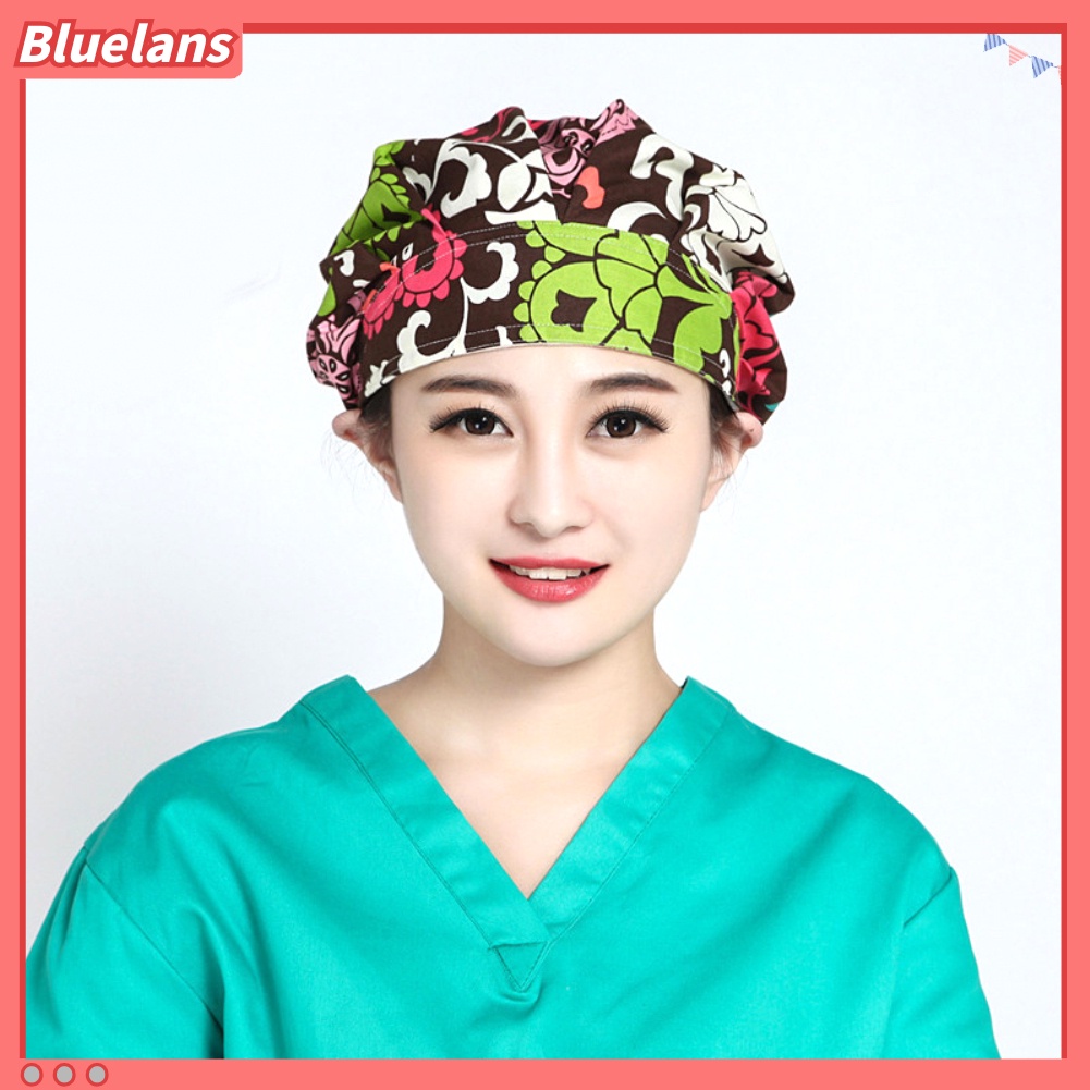 [BL] Mũ Đầu Bếp In Hoa Chống Bụi Có Thể Điều Chỉnh Kích Cỡ