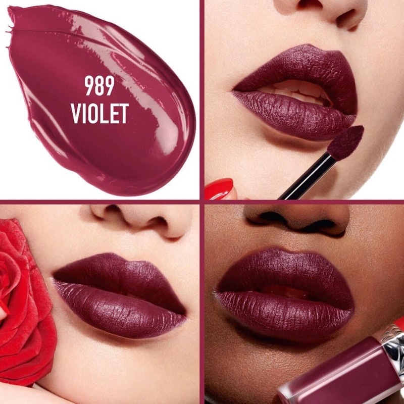 Son Kem DIOR tester unbox không tem đáy màu 989 Tím Mận