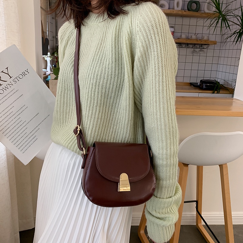 MISCHA Túi Đeo Vai Bằng Da PU Màu Trơn Phong Cách Hàn Quốc Thời Trang