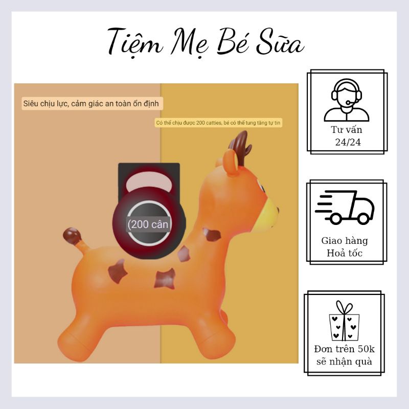 Thú Nhún Hươu Con Có Nhạc PVC cao cấp an toàn cho bé