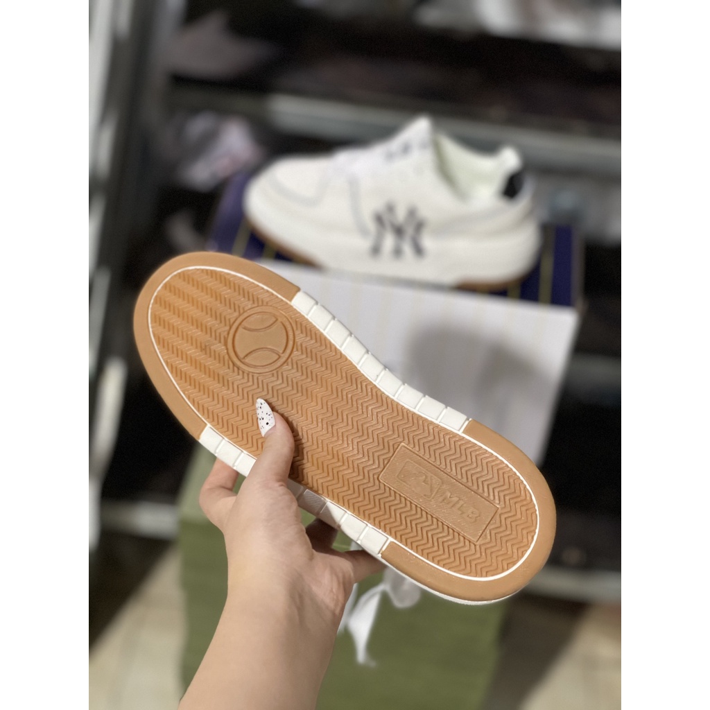 HoPi | Giày Sneaker MLB Chunky Liner, Màu nâu Tăng Chiều Cao 5cm, MLB NY, Full Box Bill