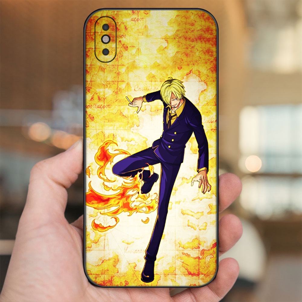Ốp lưng iPhone Xs Max dẻo đen cạnh vuông in hình Sanji One Piece Đảo Hải Tặc