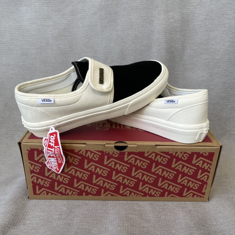 Van fog dán lười, giày thể thao sneaker lười đen trắng có quai dán hàng cao cấp